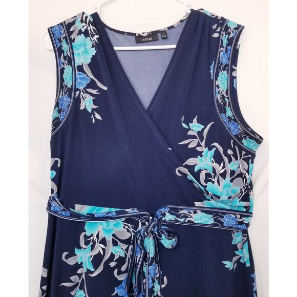 Apt 9 Beautiful Sundress Crossover Bust 3 Pleats Each Shoulder A-Line Style Sz L - Picture 3 of 7